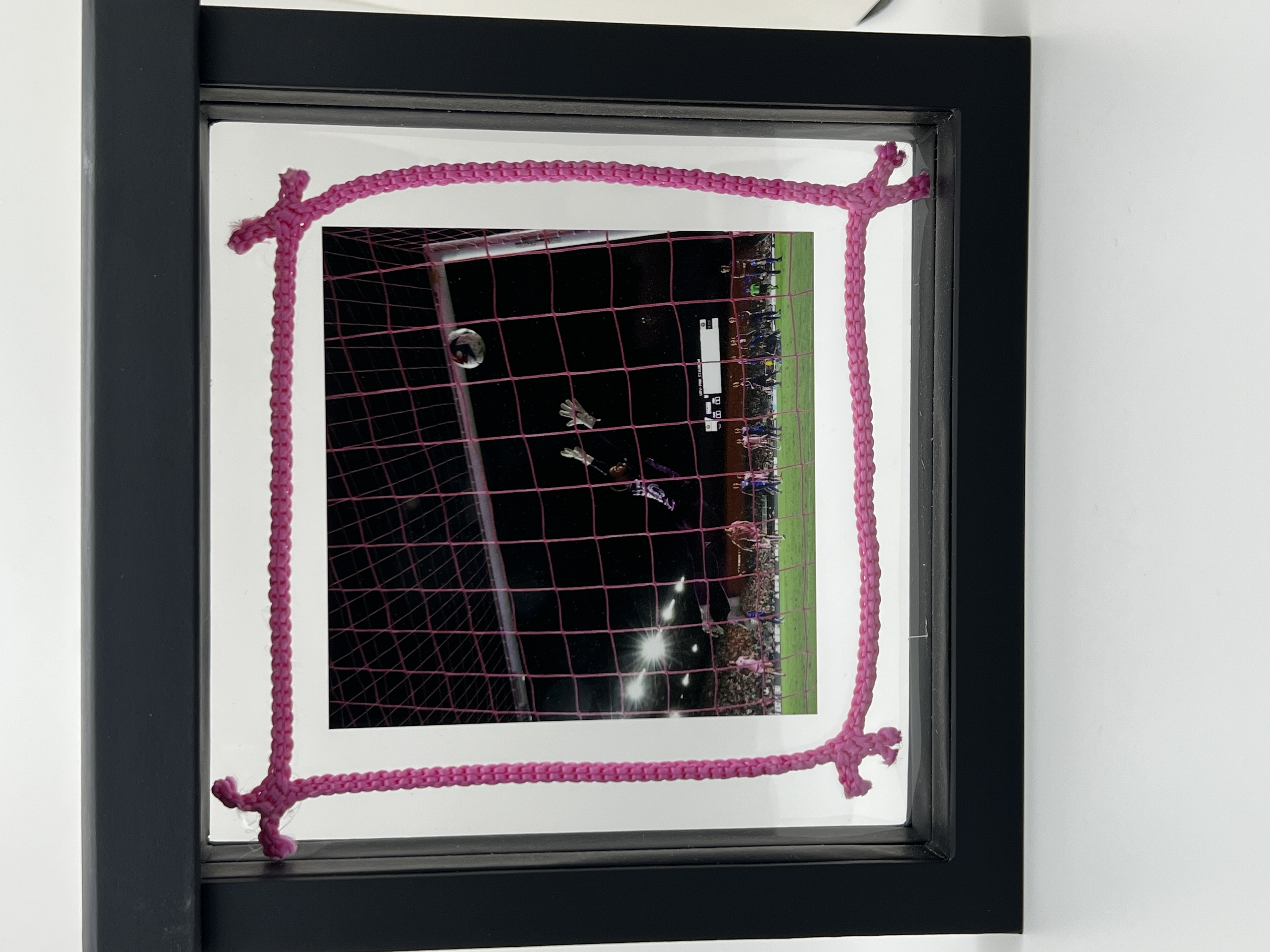 This is a net piece from the goal net used in the Leagues Cup 2023 opening match on July 21, 2023. It is the net where #10 Lionel Messi scored a dramatic free kick in the 94th minute, securing a win for Inter Miami in his first-ever match with MLS.